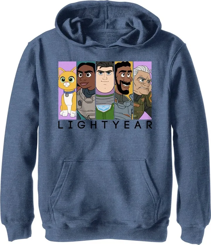 Boy's Lightyear Group Panels Pull Over Hoodie - Navy Blue Heather - Small
