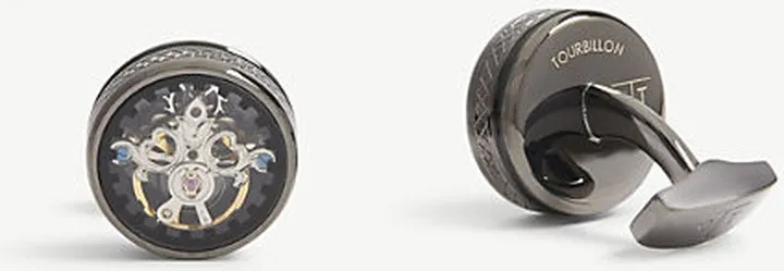 Mens Black Tourbillion Gear Cufflinks