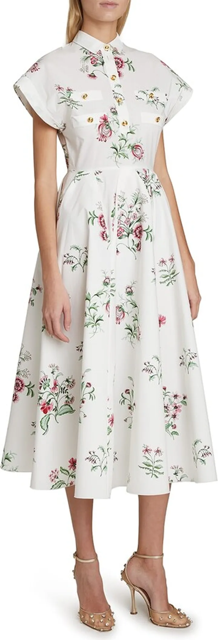 Floral-Print Poplin Midi Shirtdress