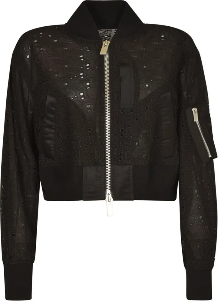 Sacai Logo Detailed Zip-Up Bomber Jacket