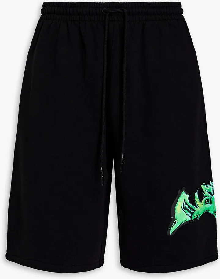 Printed cotton-fleece shorts