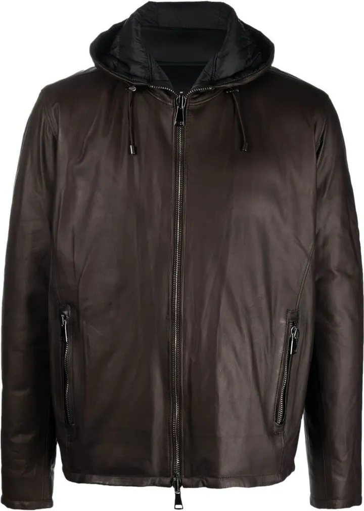 Leather Hooded Jacket