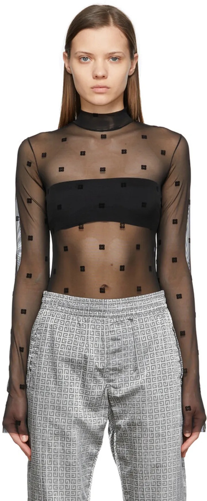 Givenchy Black Transparent 4G Bodysuit