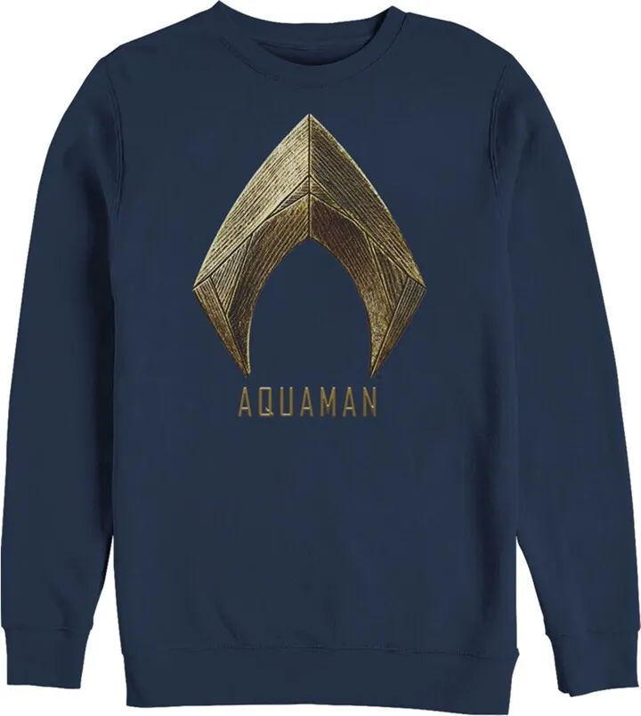 Men's Zack Snyder Justice League Aquaman Logo Sweatshirt - Navy Blue - 2X Large
