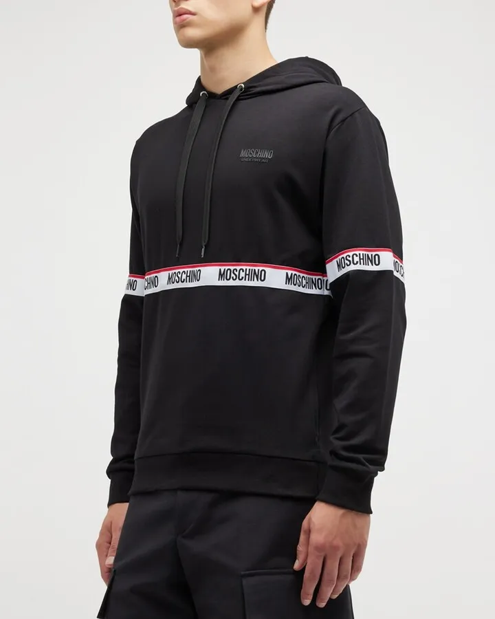 Men's Logo-Tape Pullover Hoodie