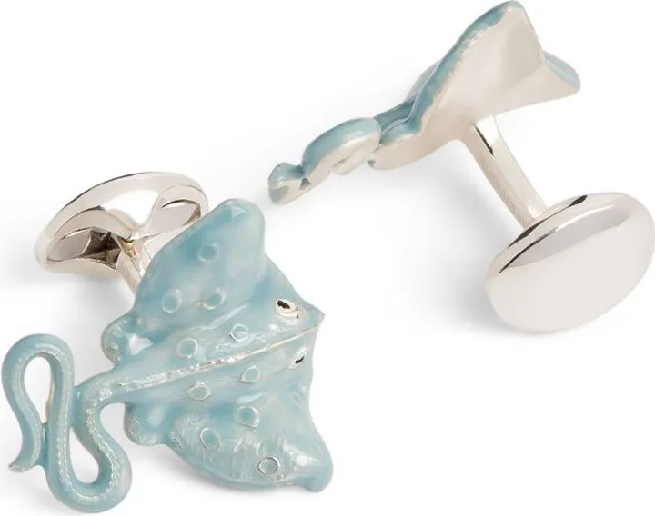 Deakin & Francis Sterling Silver And Enamel Stingray Cufflinks