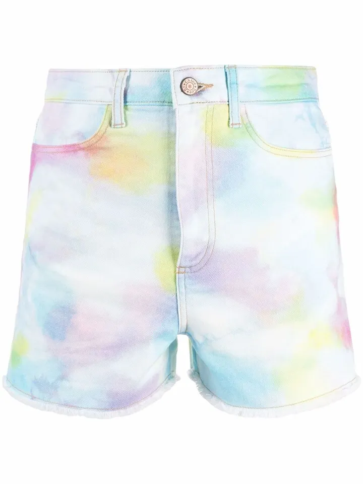 Tie Dye Print Denim Shorts