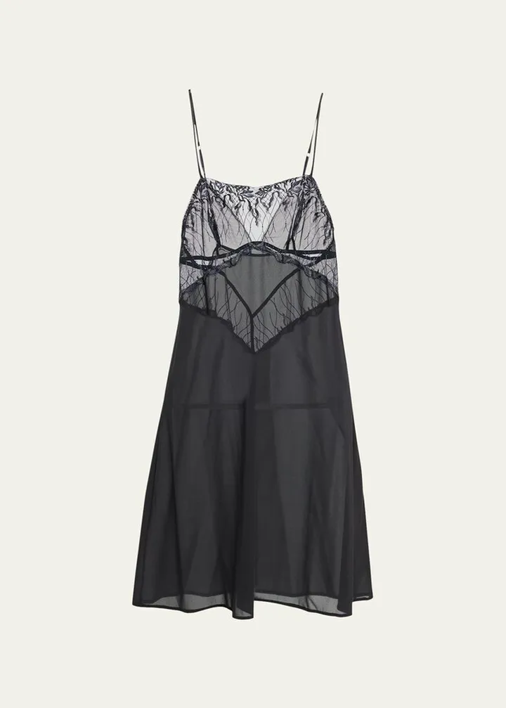 Embroidered Silk Chiffon Babydoll