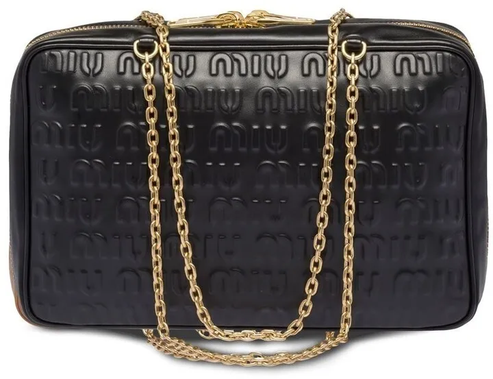 Embossed Logo Leather Top-Handle Bag