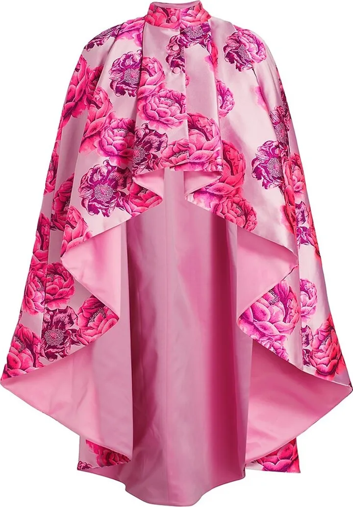 Susanne Floral Jacquard High-Low Cape