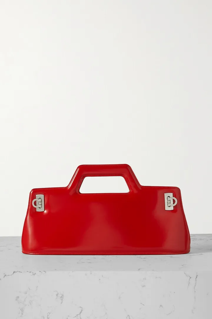 Ferragamo - Wanda Embellished Glossed-leather Tote - Red
