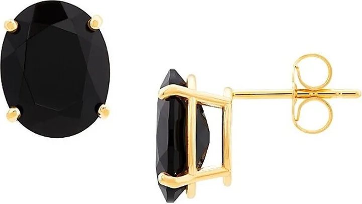 14K Yellow Gold & Onyx Stud Earrings