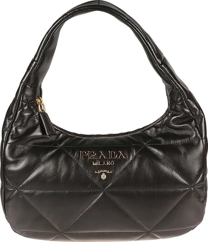 Logo Embossed Quilted Shoulder Bag