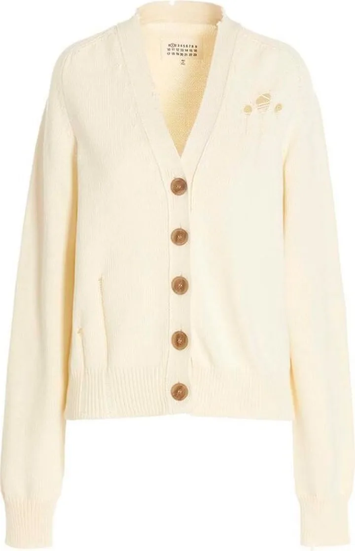 Maison Margiela Distressed V-Neck Cardigan