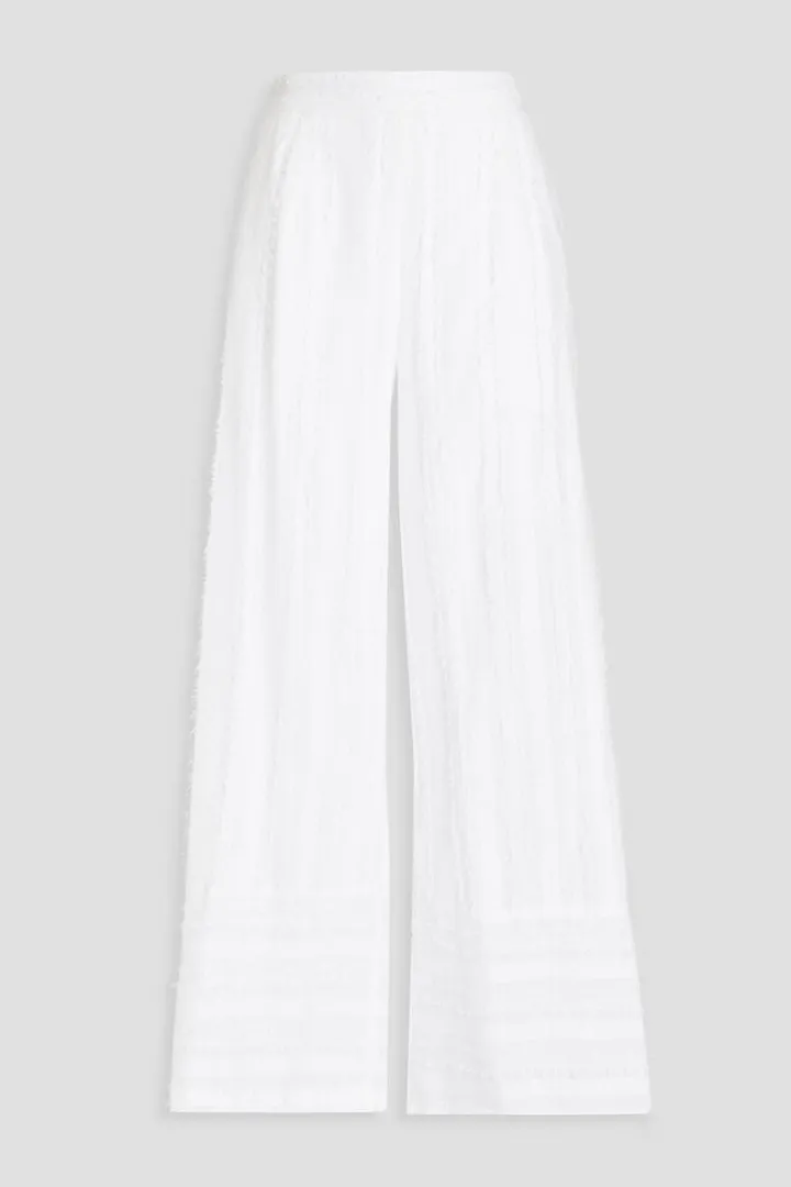 Okimi Rudy frayed cotton and linen-blend wide-leg pants
