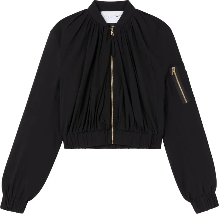 x Lutz Huelle Mini crepe-texture bomber jacket