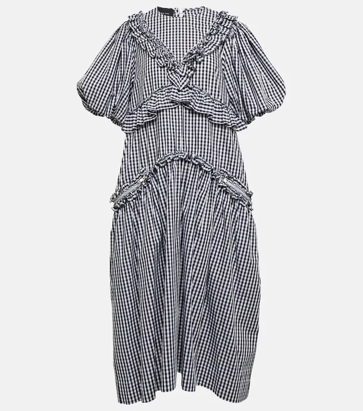 Gingham cotton midi dress