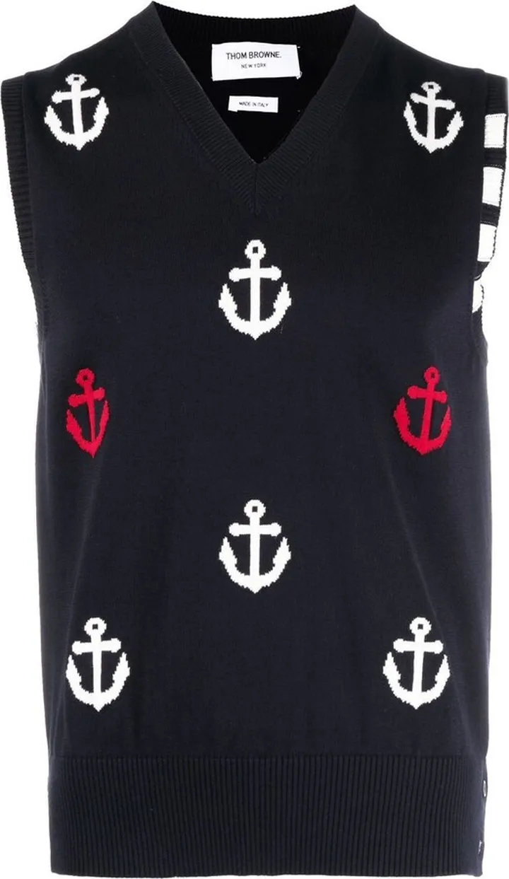 Anchor-Pattern Knitted Vest