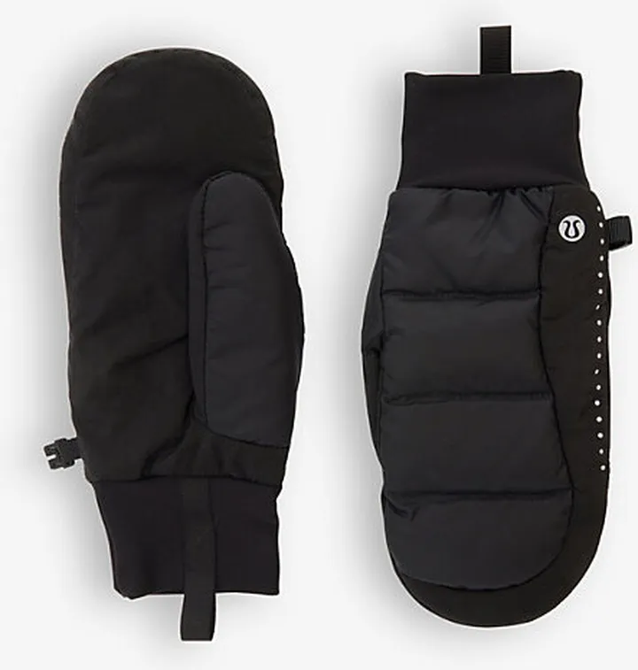 Womens Black Down For It All Quilted Shell Mittens