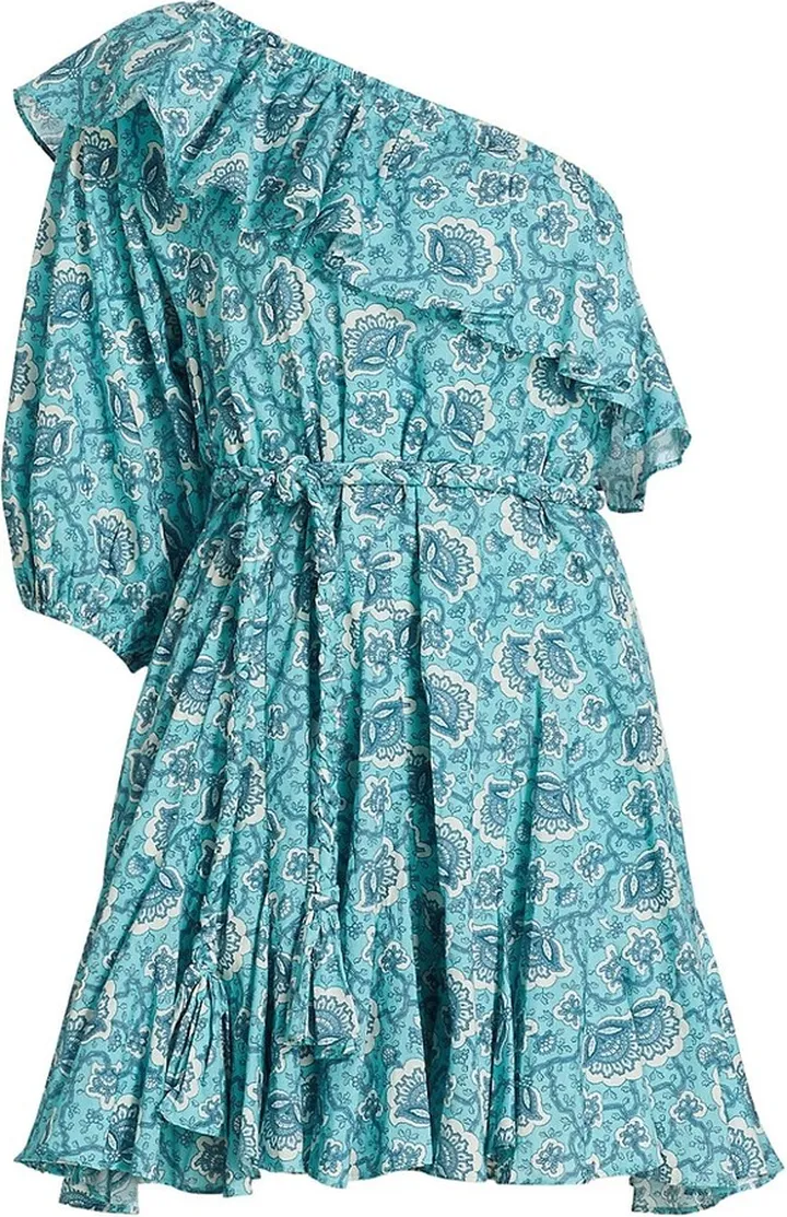 Ozzie Paisley One-Shoulder Minidress