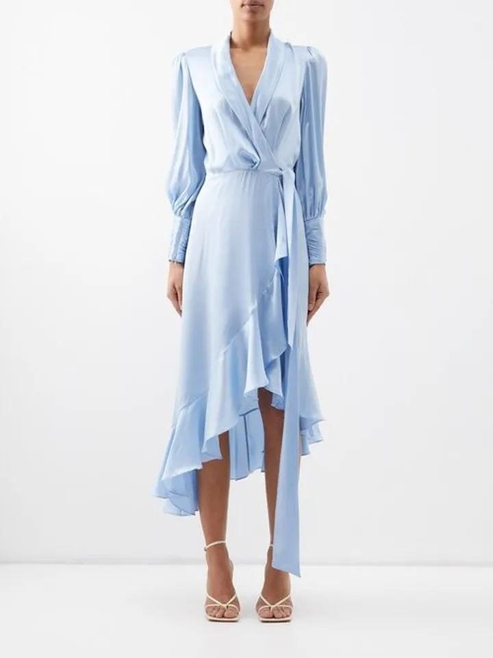 Wrap Silk-satin Midi Dress