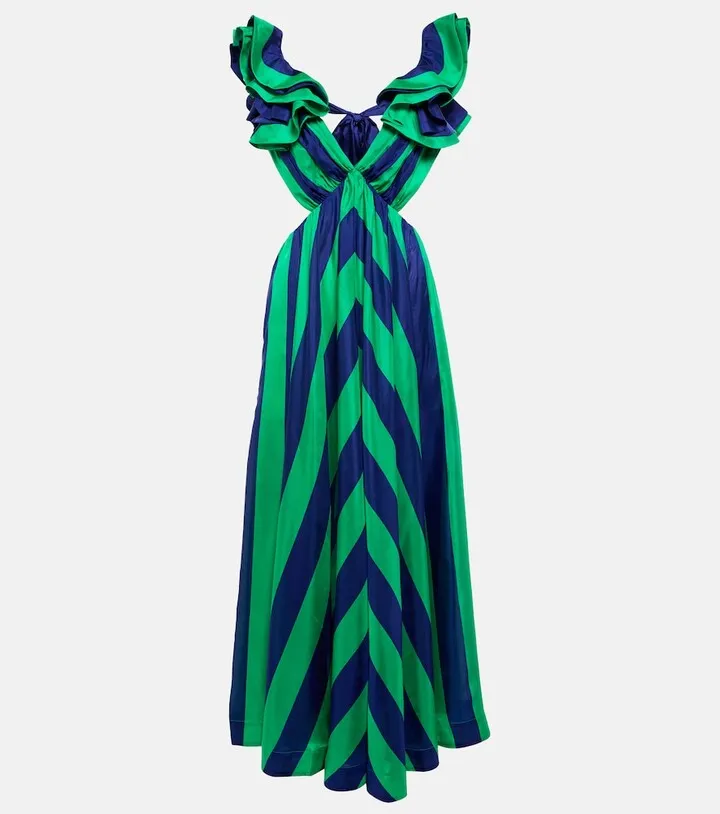 Striped silk maxi dress