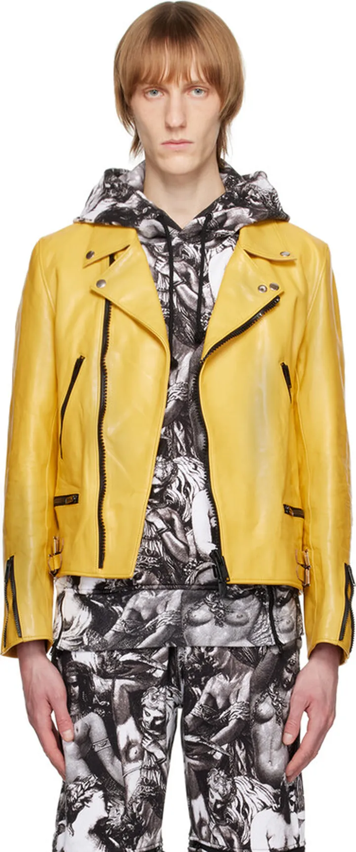 UNDERCOVER Yellow Zip-Up Leather Jacket