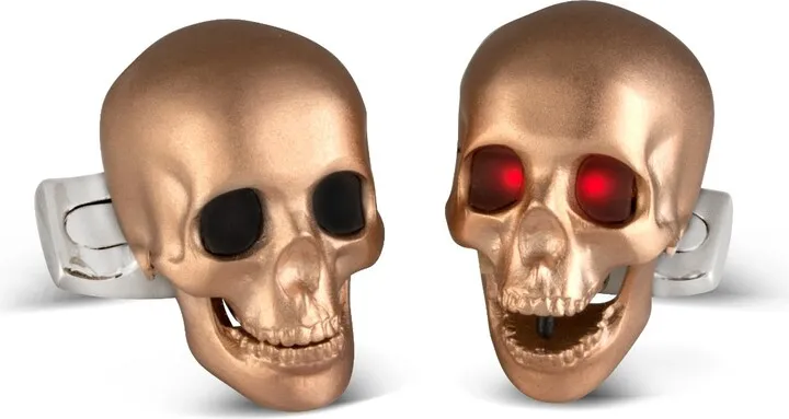 Deakin & Francis - Deakin & Francis Skull Cufflinks With LED Eyes In Rose Gold Satin Finish