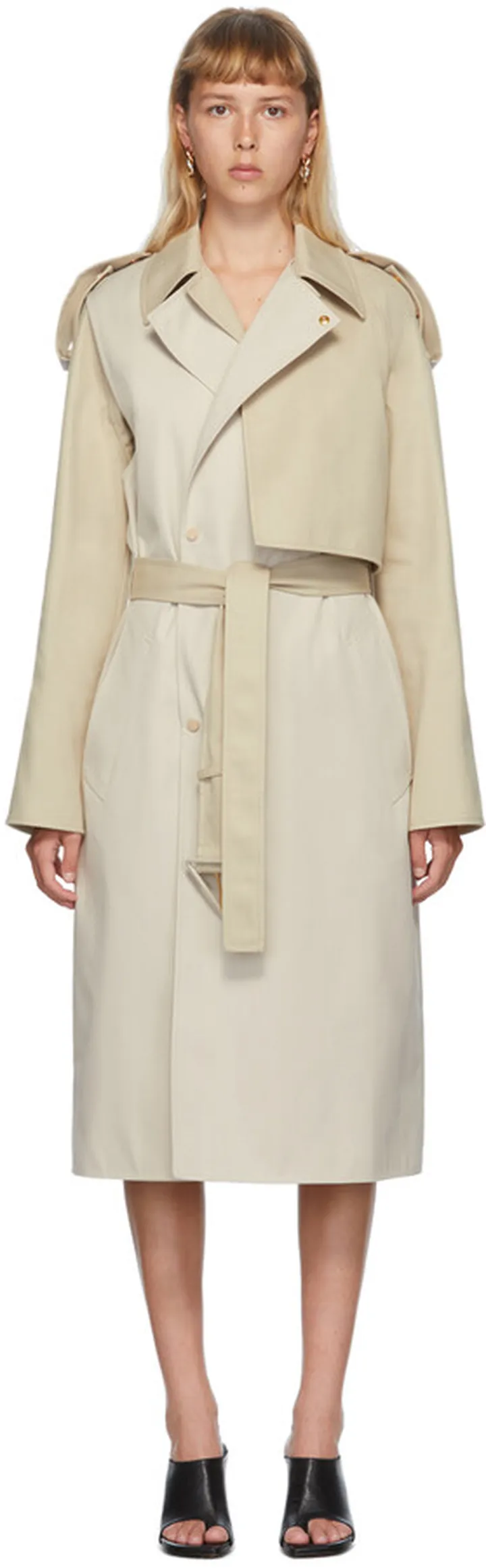 Bottega Veneta Beige Deconstructed Twill Coat