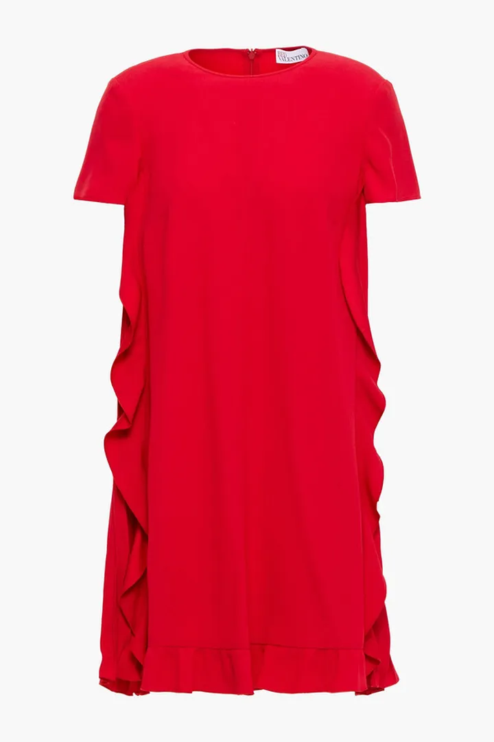 Ruffled satin-crepe mini dress