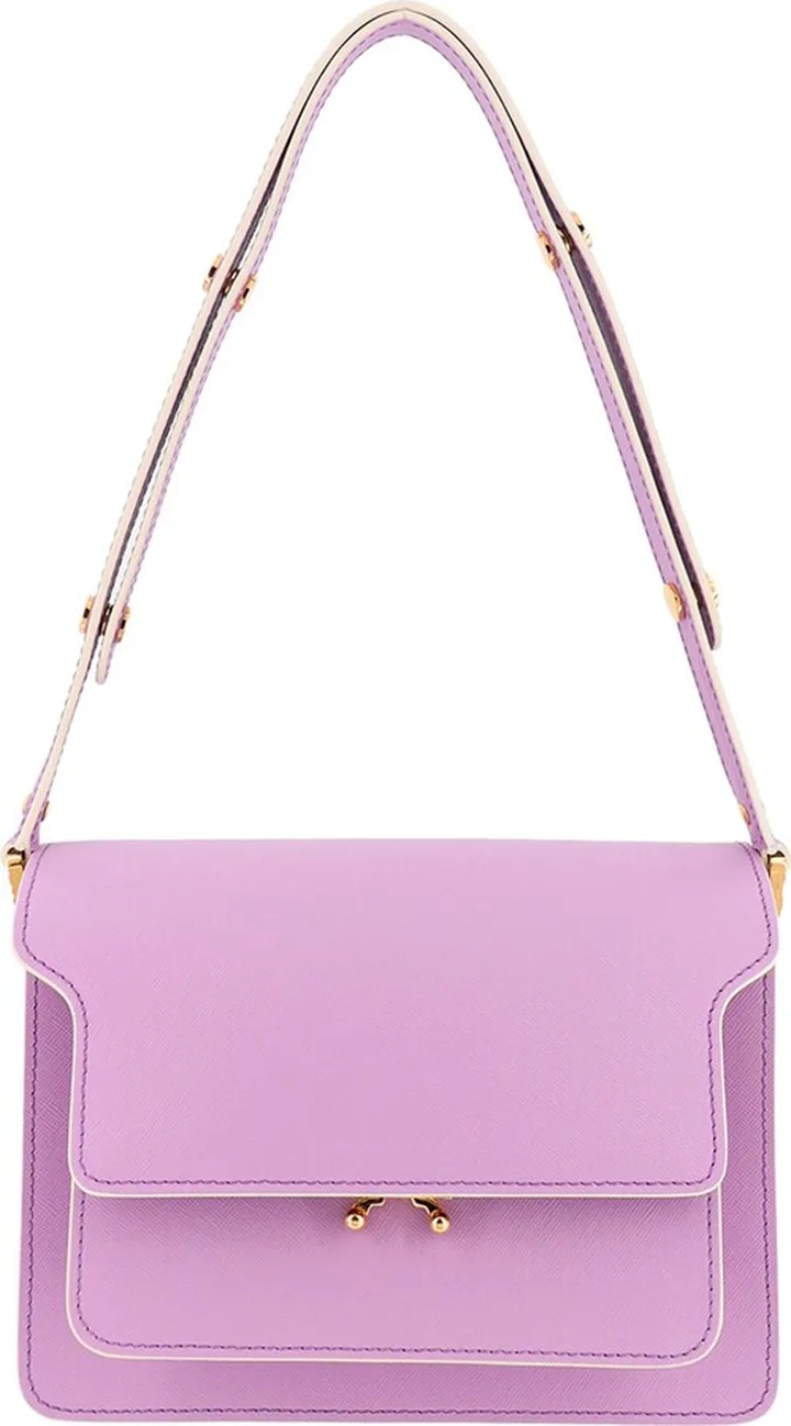 Leather shoulder bag with bellows detail