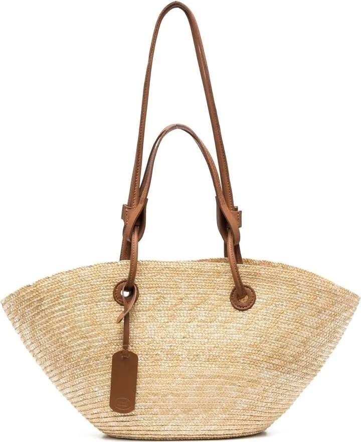 Trapeze Woven-Wicker Tote Bag