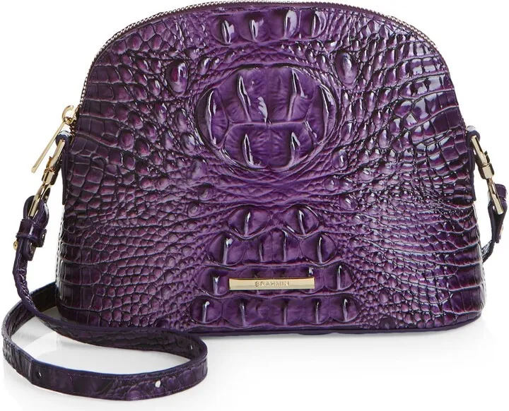 Small Georgina Croc Embossed Leather Dome Crossbody Bag