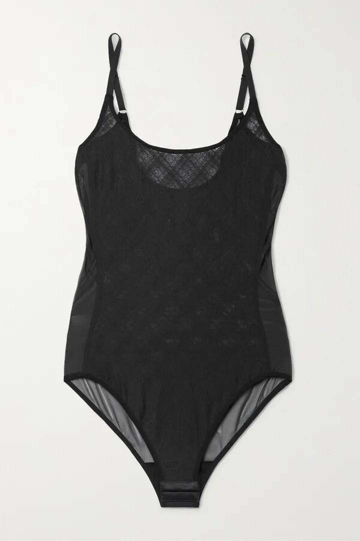 Heist - Recycled Lace And Stretch-tulle Bodysuit - Black