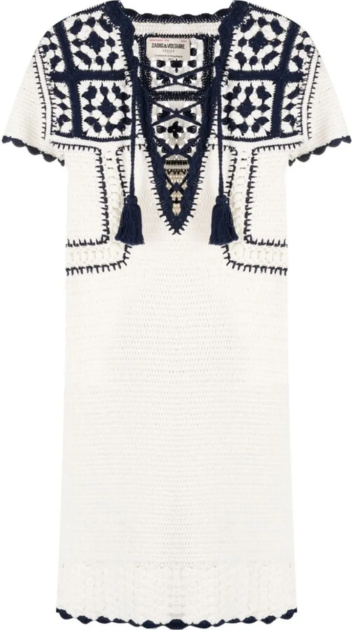 Imany tasselled crochet organic cotton minidress