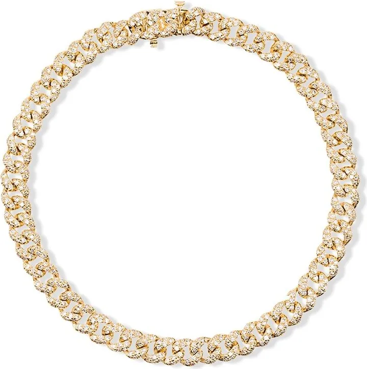 18K yellow gold pavé link diamond bracelet