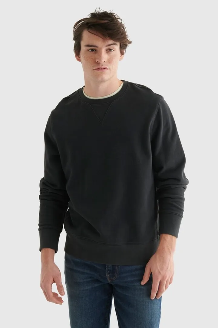 Sueded Fleece Terry Crew Sweatshirt