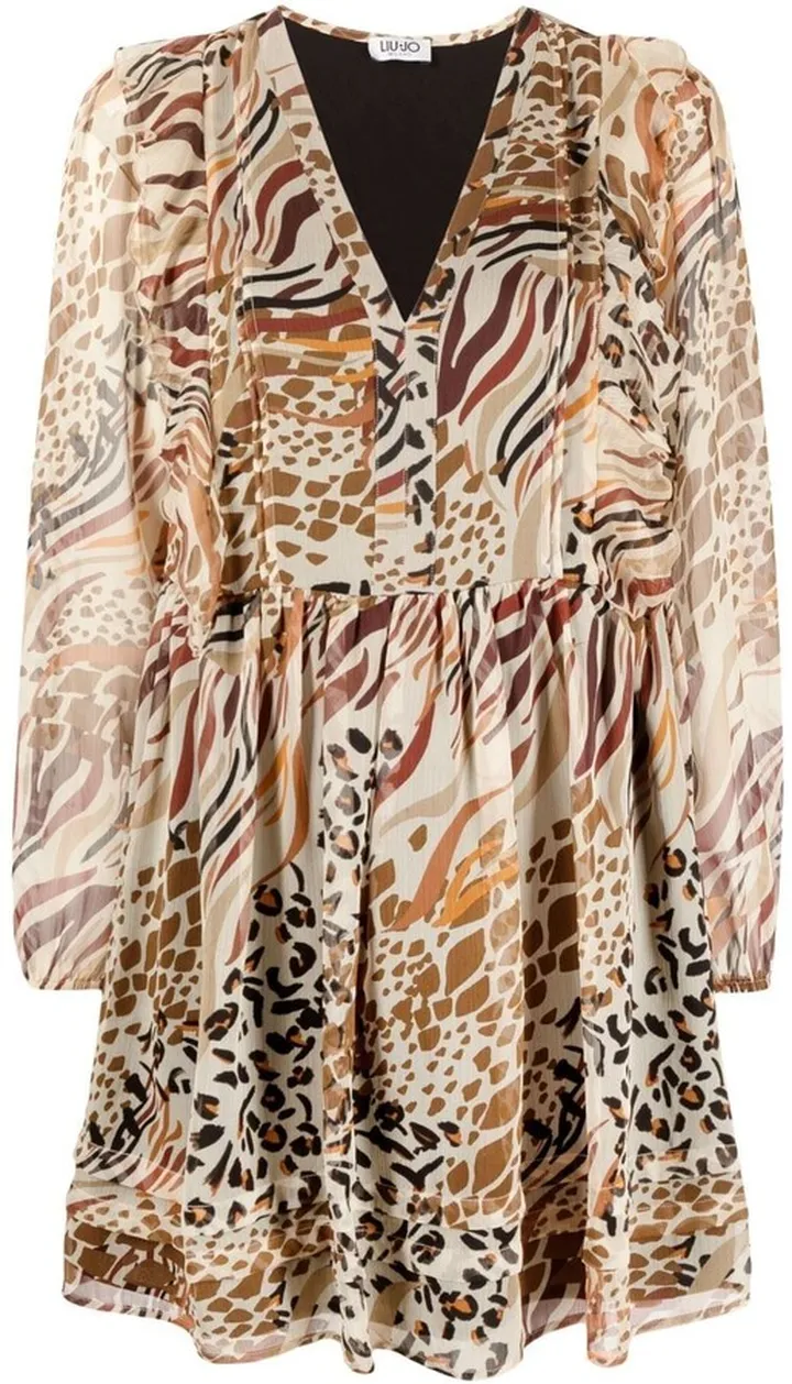 Mixed-Print Georgette Dress
