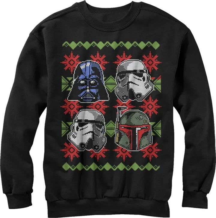 Men's Star Wars Ugly Christmas Empire Helmets Sweatshirt - Black - Medium