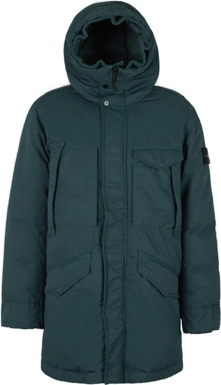 Stone Island Logo Patch Hooded Zipped Parka