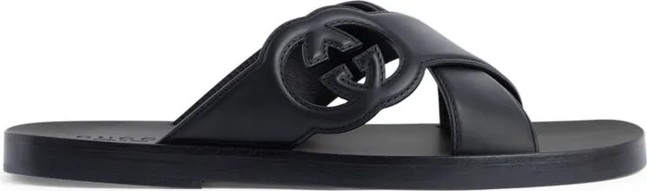 GG-motif leather slippers