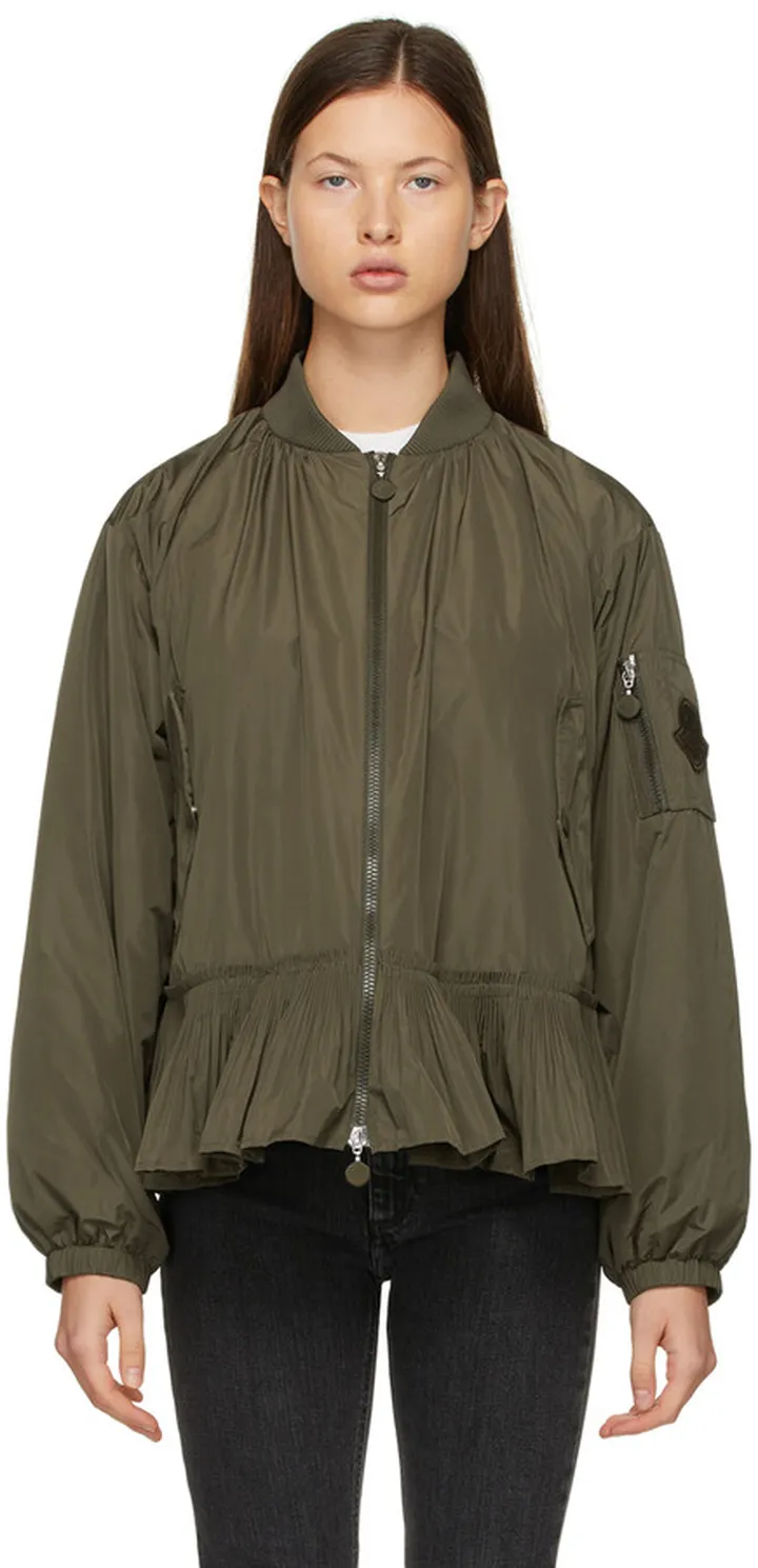 Moncler Khaki Down Mirac Bomber Jacket