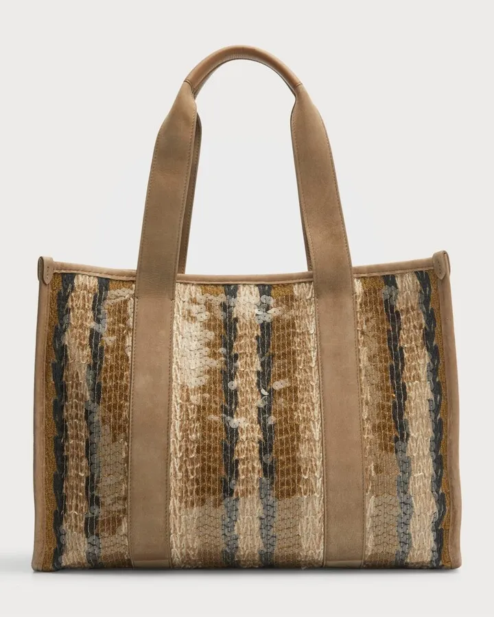 Glamour Striped Sequins Tote Bag