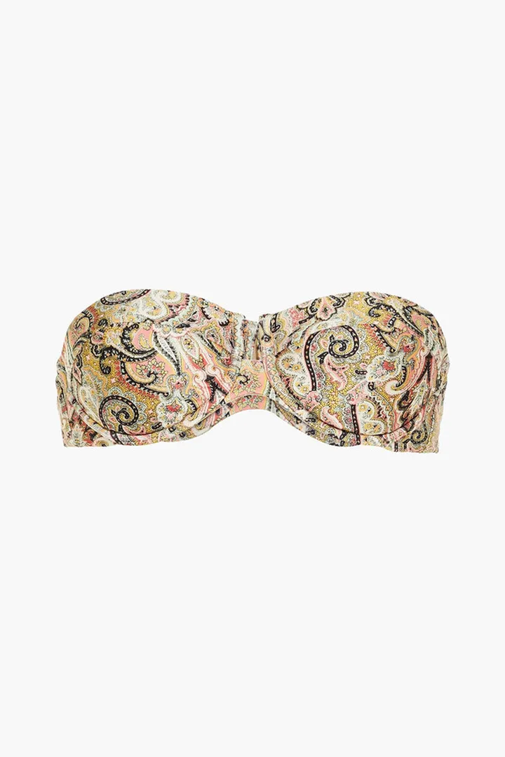 Freja printed bandeau bikini top