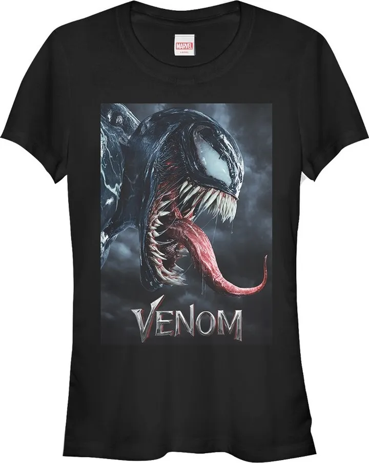 Junior's Marvel Venom Film Tongue Portrait T-Shirt - Black - 2X Large
