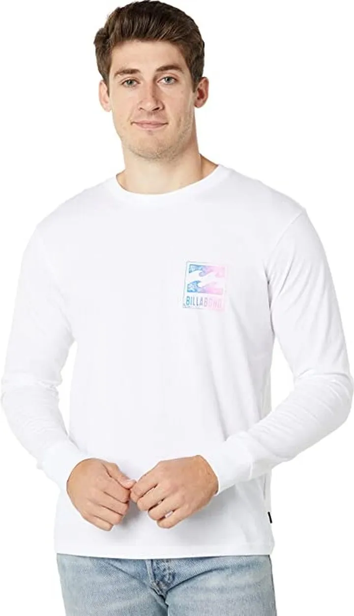 Billabong Crayon Wave Long Sleeve Tee (White) Men's Clothing