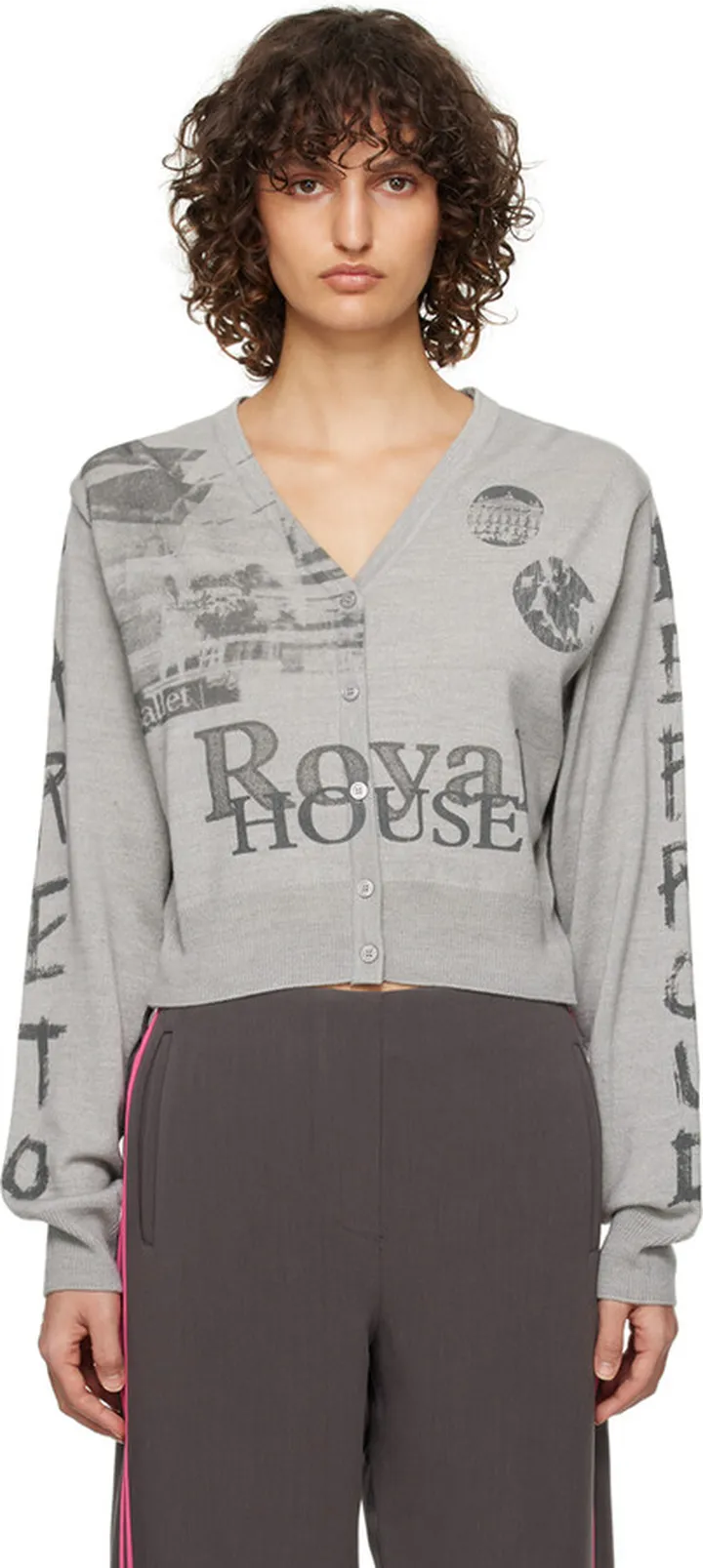 TheOpen Product Gray Collage Cardigan