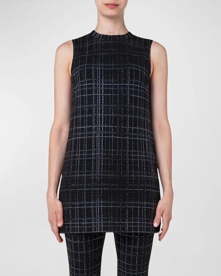 Metallic Silver Check Tunic