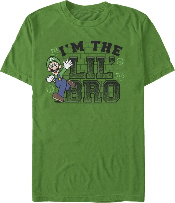 Men's Nintendo Lil' Bro Luigi T-Shirt - Kelly Green - Medium