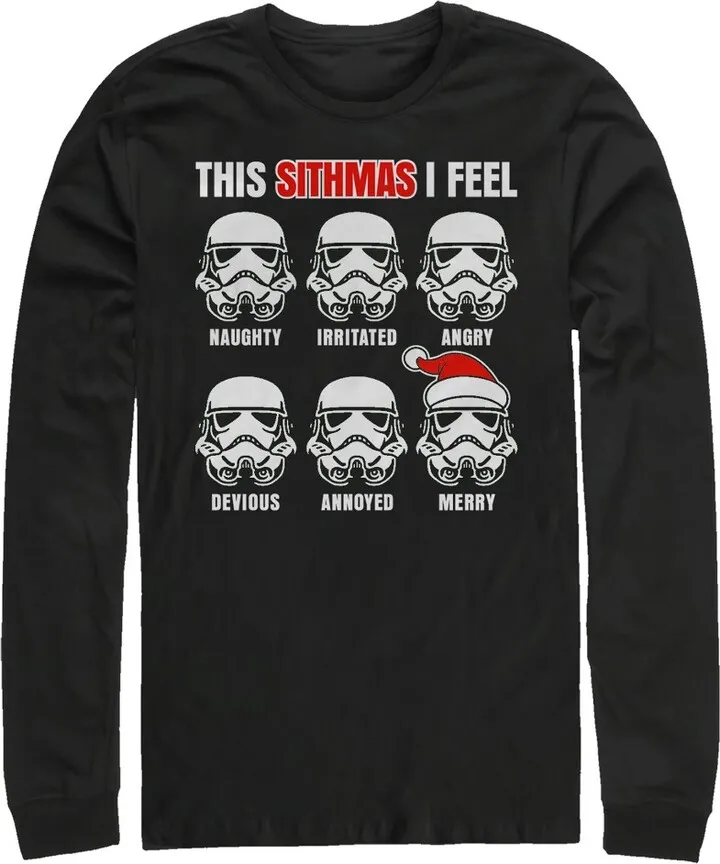 Men's Star Wars Christmas Sithmas Stormtroopers Long Sleeve Shirt - Black - Large